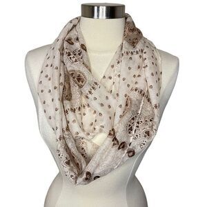 KIMBERLY‎ C. Beige/Tan Heart Print Infinity Scarf